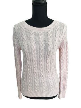 H&M Women's Cable Knit Crew Sweater - Pale Pink
